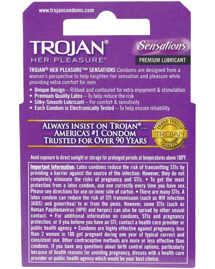 Trojan Her Pleasure Sensations Lubricated Latex Condoms