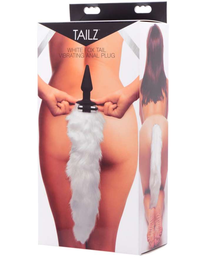 Tailz White Fox Tail Vibrating Silicone Anal Plug